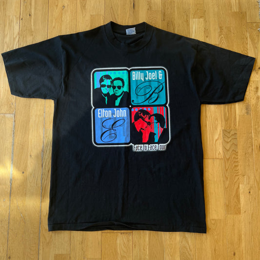 VINTAGE ELTON JOHN & BILLY JOEL FACE TO FACE TOUR 2001 T-SHIRT XL